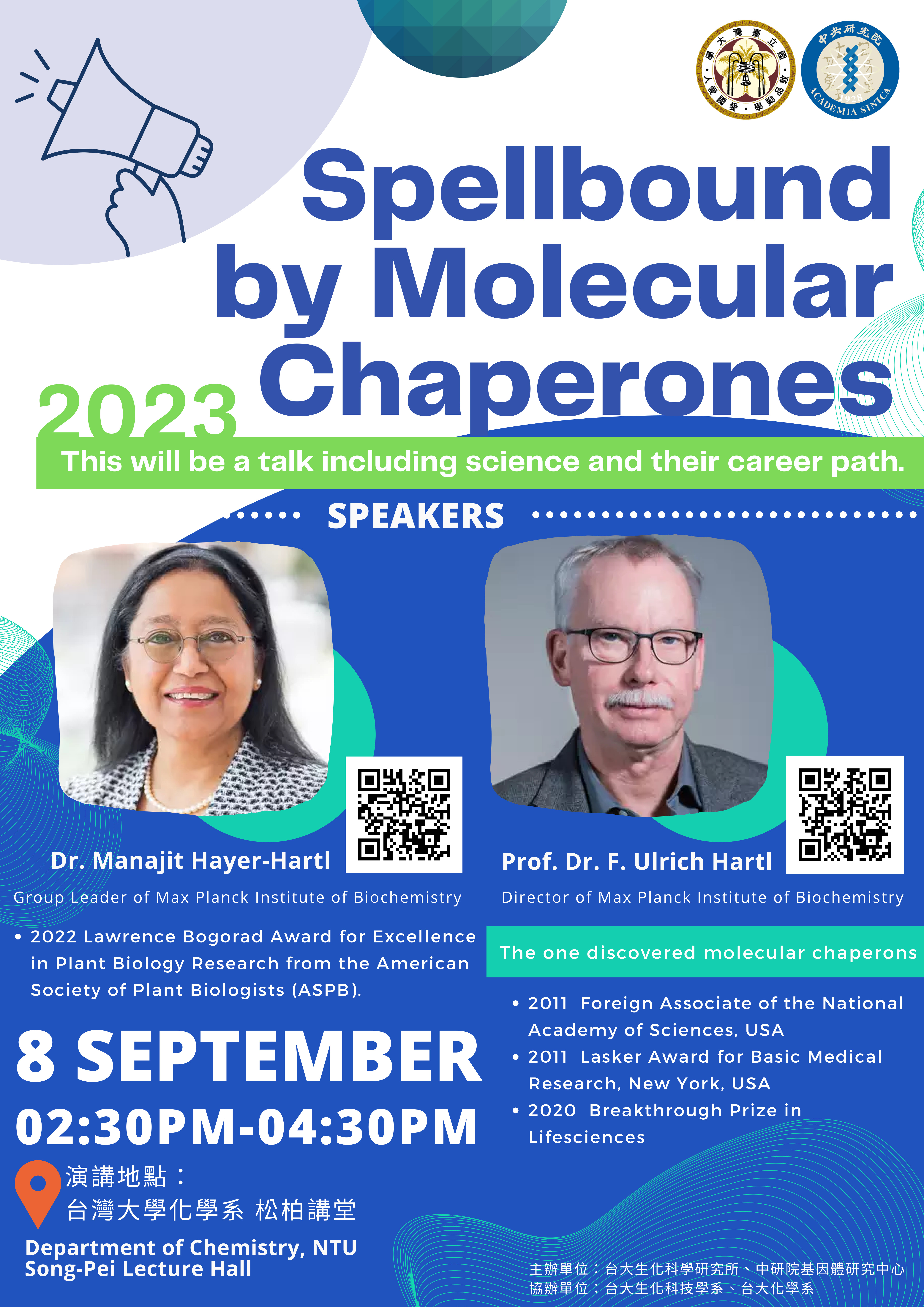 academic speech (9/8/2023) Prof. Dr. F. Ulrich Hartl & Dr. Manajit Hayer-Hartl -「Spellbound by Molecular Chaperones」